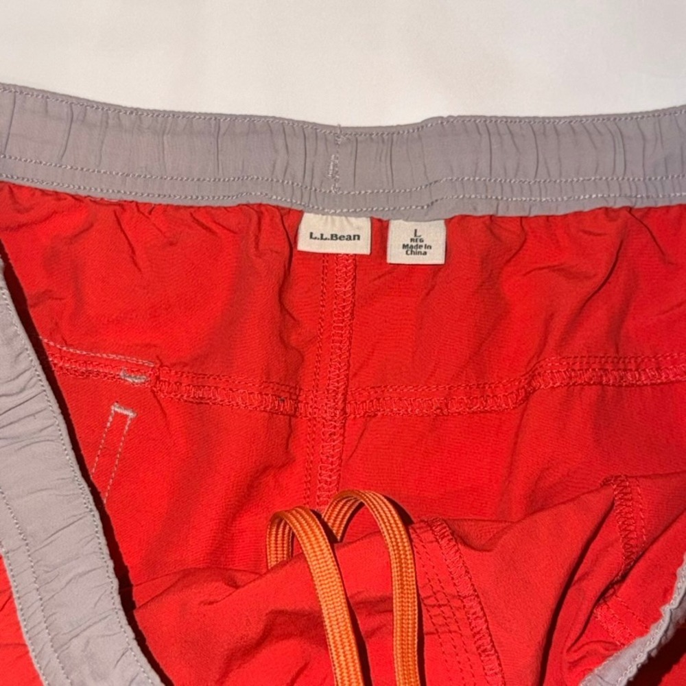 L.L. Bean Pull-on Shorts Mens Large Coral Elastic Waist Swim‎ Outdoor Beach - Picture 2 of 8